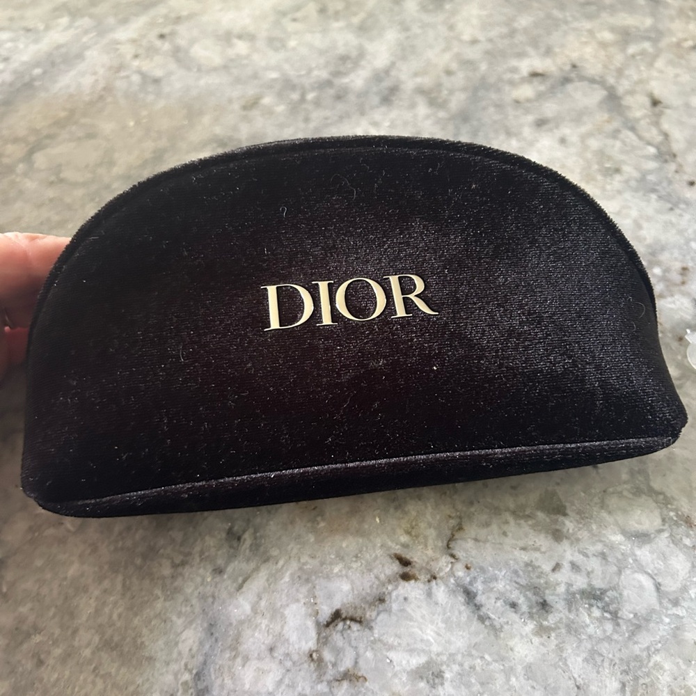 Dior Black Velvet Zipper Pouch